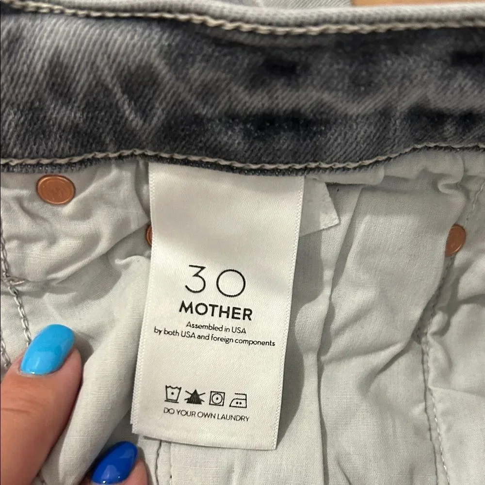 MOTHER Gray Scrapper Cuff Ankle Fray Jeans, Size 30